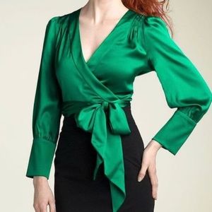 Diane von Furstenberg Emerald Green Silk Blouse
